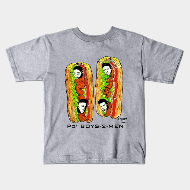 Po Boys 2 Men Kids T-Shirt by Insane Clam Pasta